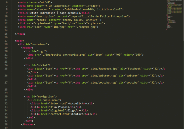 exemple de page codée en html