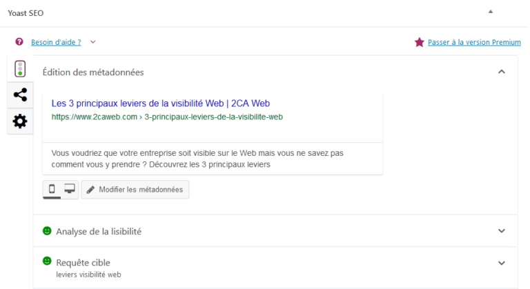 Exemple de metadescription avec Yoast SEO