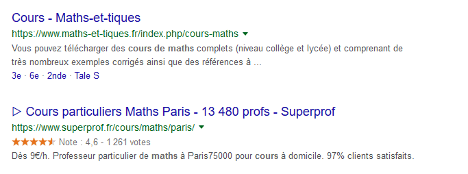 Exemple de recherche Google